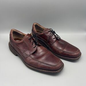 ECCO Shoes Mens Size 43 Brown Leather Apron Toe Oxford Lace Up Shock Point